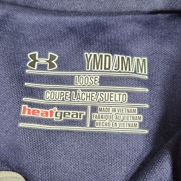 🦋Under Armour Blue Button Collared Short Sleeve Polo Shirt Youth Medium - Picture 11 of 12